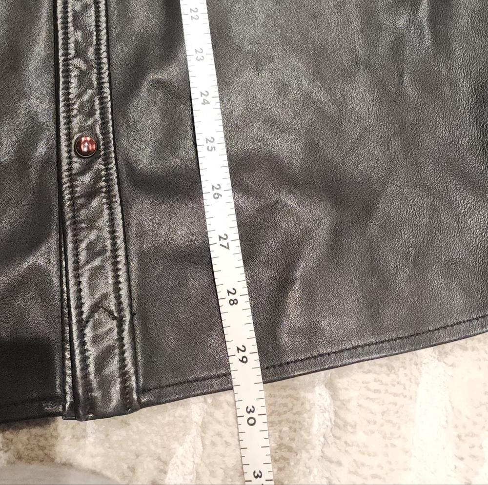John Varvatos Black Leather Shirt Jacket - Picture 9 of 10